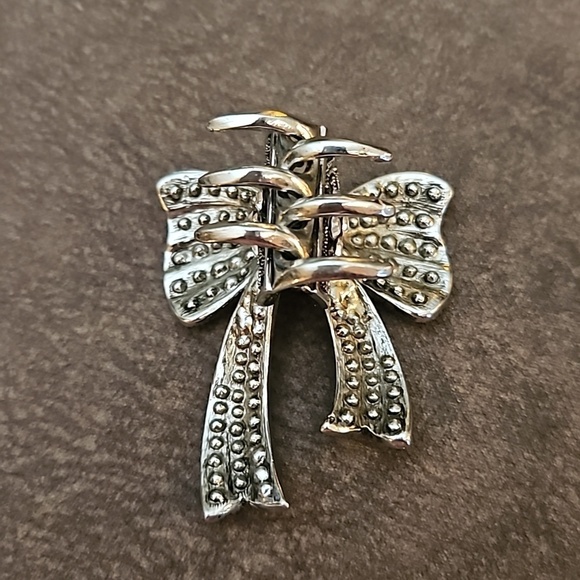 Vintage Rhinestone Paved Bow Coquette Bridal Holiday Hair Claw Clip main image 6